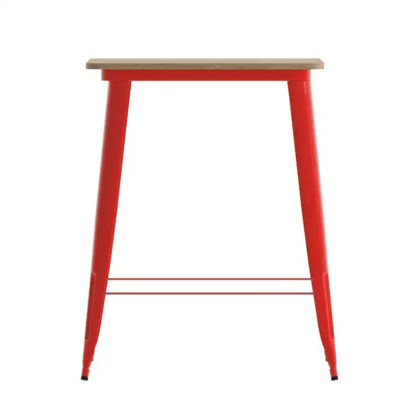 Table haute de bar Merrick Lane pour l'intérieur/l'extérieur, plateau carré en poly-résine tout temps de 80 cm avec base en acier