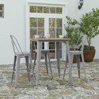 Table haute de bar Merrick Lane pour l'intérieur/l'extérieur, plateau carré en poly-résine tout temps de 80 cm avec base en acier