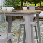 Table haute de bar Merrick Lane pour l'intérieur/l'extérieur, plateau carré en poly-résine tout temps de 80 cm avec base en acier