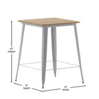 Table haute de bar Merrick Lane pour l'intérieur/l'extérieur, plateau carré en poly-résine tout temps de 80 cm avec base en acier