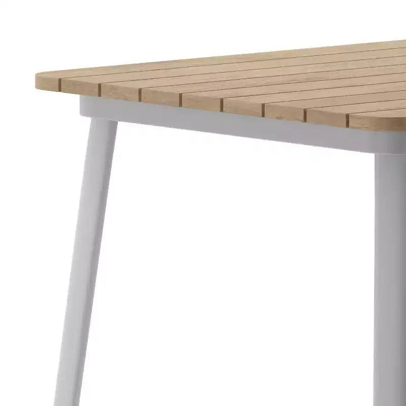 Table haute de bar Merrick Lane pour l'intérieur/l'extérieur, plateau carré en poly-résine tout temps de 80 cm avec base en acier