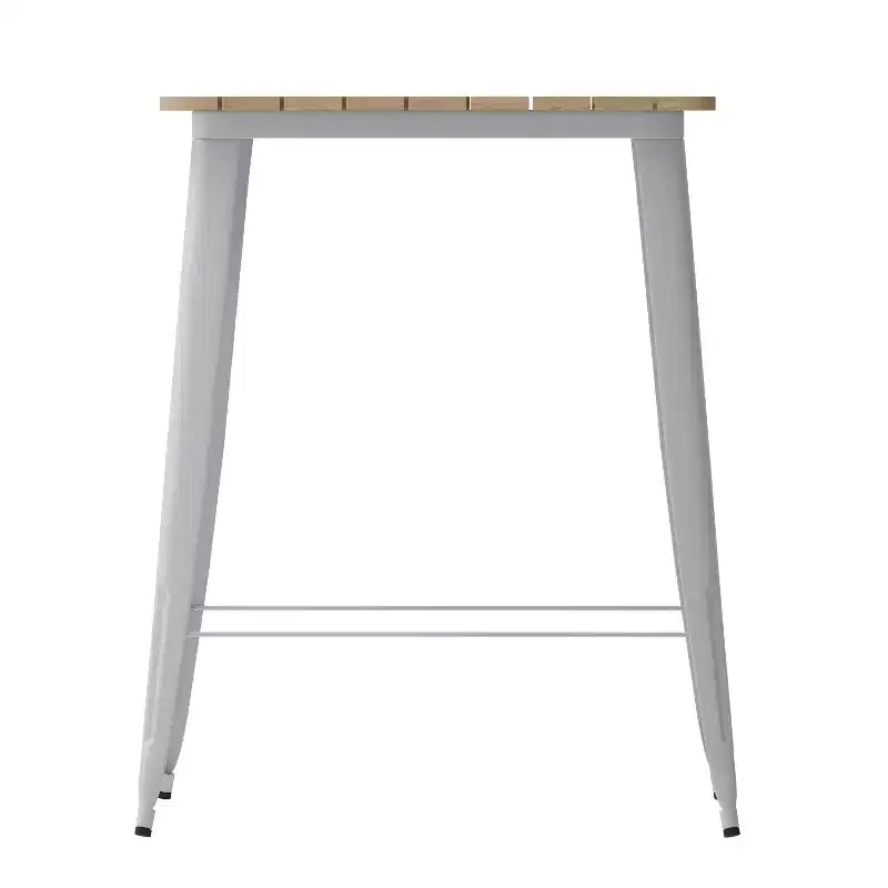 Table haute de bar Merrick Lane pour l'intérieur/l'extérieur, plateau carré en poly-résine tout temps de 80 cm avec base en acier
