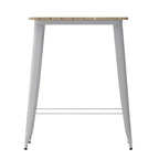 Table haute de bar Merrick Lane pour l'intérieur/l'extérieur, plateau carré en poly-résine tout temps de 80 cm avec base en acier