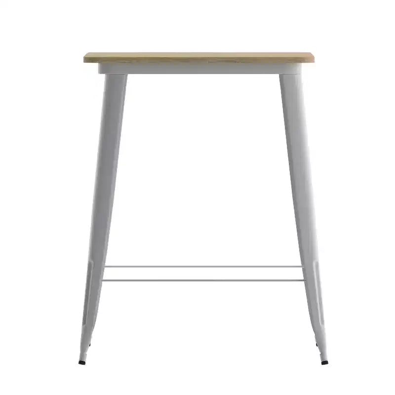 Table haute de bar Merrick Lane pour l'intérieur/l'extérieur, plateau carré en poly-résine tout temps de 80 cm avec base en acier