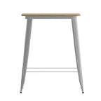 Table haute de bar Merrick Lane pour l'intérieur/l'extérieur, plateau carré en poly-résine tout temps de 80 cm avec base en acier