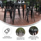 Table haute de bar Merrick Lane pour l'intérieur/l'extérieur, plateau carré en poly-résine tout temps de 80 cm avec base en acier
