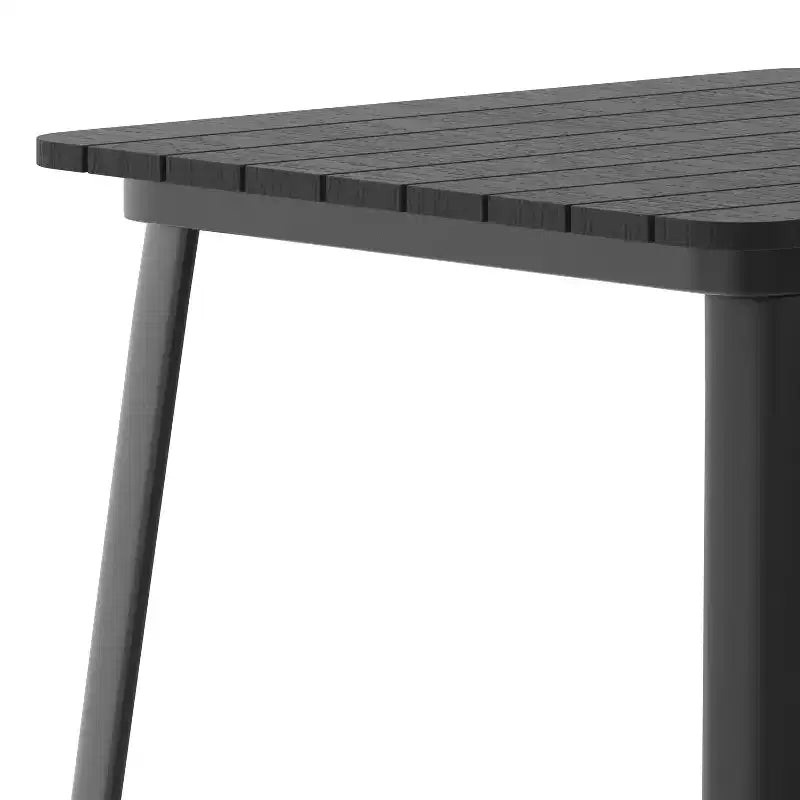 Table haute de bar Merrick Lane pour l'intérieur/l'extérieur, plateau carré en poly-résine tout temps de 80 cm avec base en acier