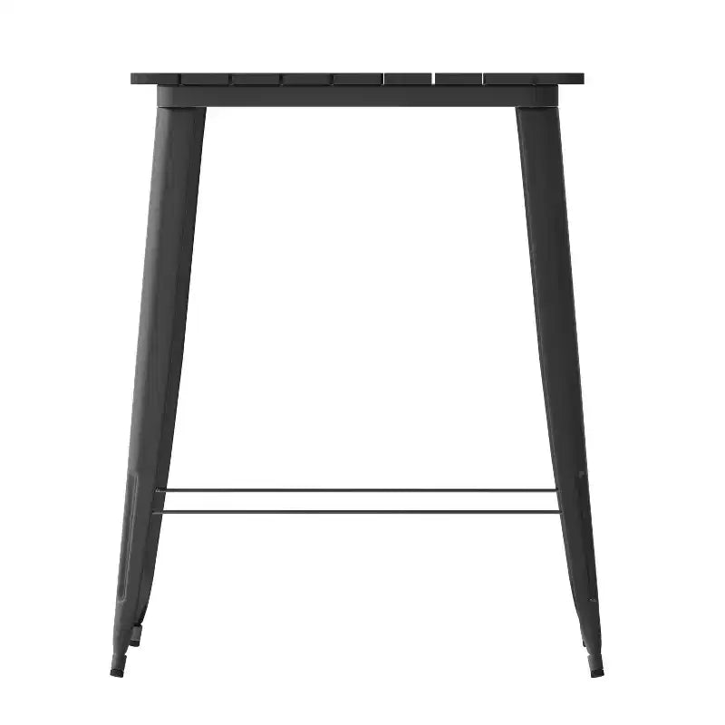 Table haute de bar Merrick Lane pour l'intérieur/l'extérieur, plateau carré en poly-résine tout temps de 80 cm avec base en acier