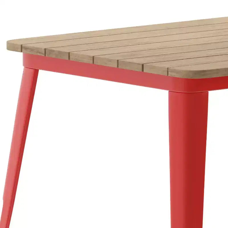 Table à manger d'intérieur/extérieur Merrick Lane avec trou pour parasol, plateau en polyrésine tout temps 30 x 60 et base en acier