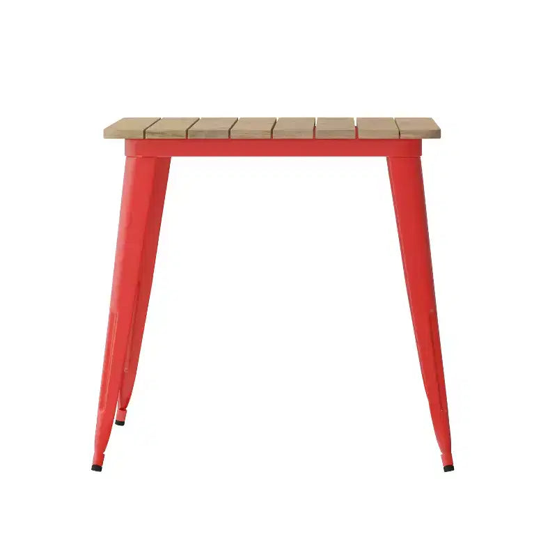 Table à manger d'intérieur/extérieur Merrick Lane avec trou pour parasol, plateau en polyrésine tout temps 30 x 60 et base en acier