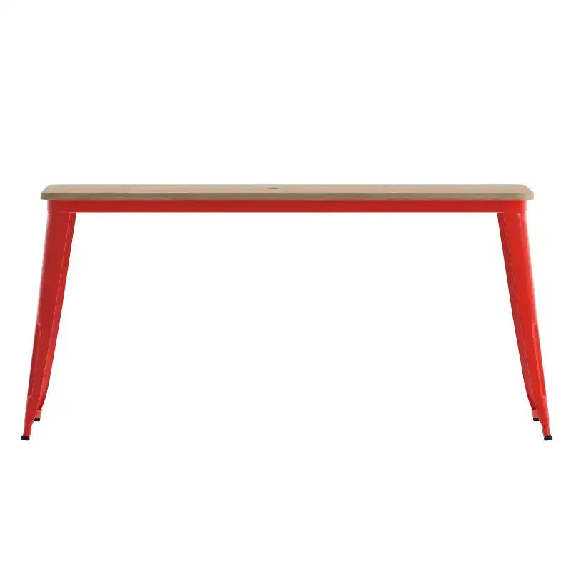 Table à manger d'intérieur/extérieur Merrick Lane avec trou pour parasol, plateau en polyrésine tout temps 30 x 60 et base en acier