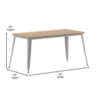 Table à manger d'intérieur/extérieur Merrick Lane avec trou pour parasol, plateau en polyrésine tout temps 30 x 60 et base en acier