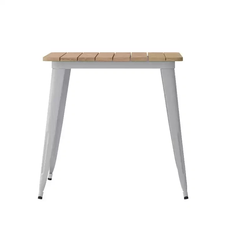 Table à manger d'intérieur/extérieur Merrick Lane avec trou pour parasol, plateau en polyrésine tout temps 30 x 60 et base en acier