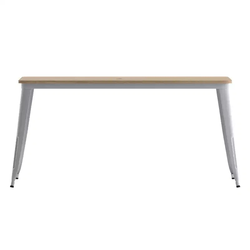 Table à manger d'intérieur/extérieur Merrick Lane avec trou pour parasol, plateau en polyrésine tout temps 30 x 60 et base en acier