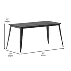 Table à manger d'intérieur/extérieur Merrick Lane avec trou pour parasol, plateau en polyrésine tout temps 30 x 60 et base en acier