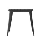 Table à manger d'intérieur/extérieur Merrick Lane avec trou pour parasol, plateau en polyrésine tout temps 30 x 60 et base en acier