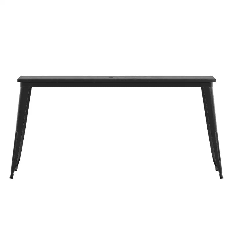 Table à manger d'intérieur/extérieur Merrick Lane avec trou pour parasol, plateau en polyrésine tout temps 30 x 60 et base en acier