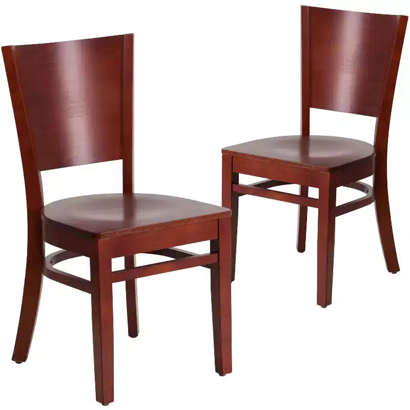 Emma and Oliver 2 Pack Solid Back Wooden Restaurant Chair