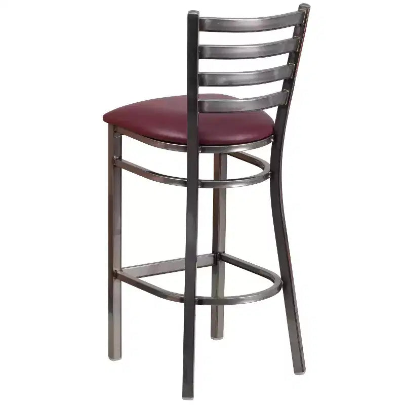 Emma et Oliver Lot de 2 tabourets de bar en métal avec dossier en échelle, revêtement transparent, pour restaurant