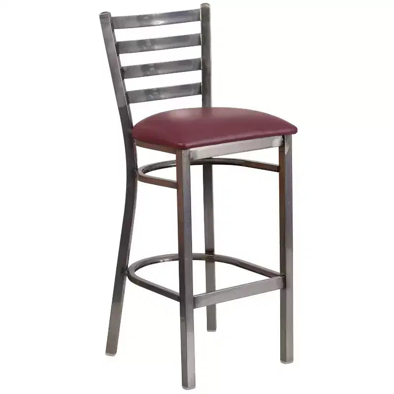 Emma et Oliver Lot de 2 tabourets de bar en métal avec dossier en échelle, revêtement transparent, pour restaurant