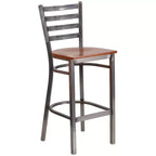 Emma et Oliver Lot de 2 tabourets de bar en métal avec dossier en échelle, revêtement transparent, pour restaurant