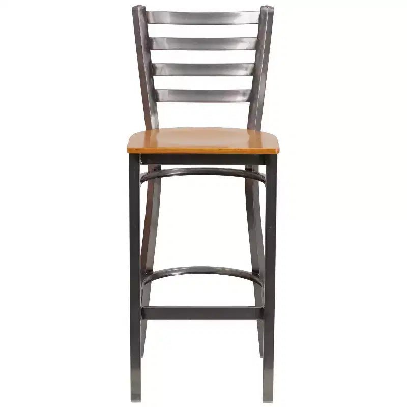 Emma et Oliver Lot de 2 tabourets de bar en métal avec dossier en échelle, revêtement transparent, pour restaurant