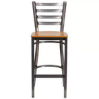 Emma et Oliver Lot de 2 tabourets de bar en métal avec dossier en échelle, revêtement transparent, pour restaurant