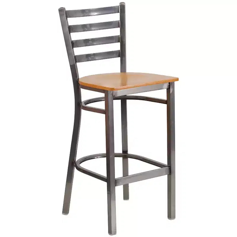 Emma et Oliver Lot de 2 tabourets de bar en métal avec dossier en échelle, revêtement transparent, pour restaurant