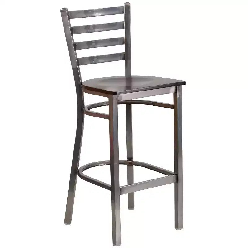 Emma et Oliver Lot de 2 tabourets de bar en métal avec dossier en échelle, revêtement transparent, pour restaurant