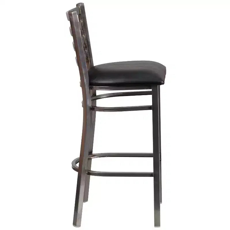 Emma et Oliver Lot de 2 tabourets de bar en métal avec dossier en échelle, revêtement transparent, pour restaurant