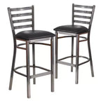 Emma et Oliver Lot de 2 tabourets de bar en métal avec dossier en échelle, revêtement transparent, pour restaurant