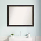 Amanti Art - Miroir mural de salle de bain étroit, bronze accentué, sans biseau, 25,5 x 31,5 po