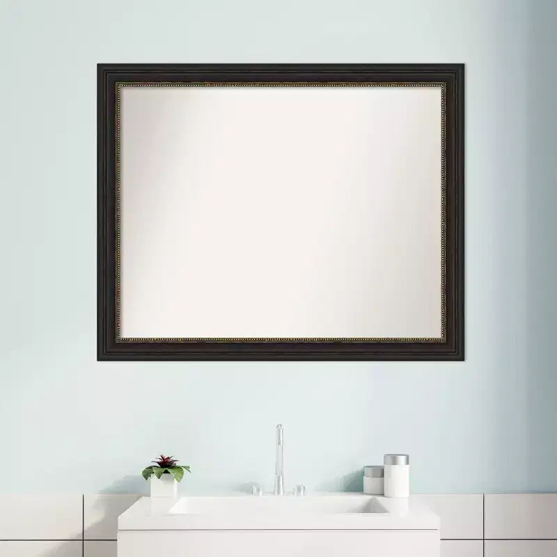 Amanti Art - Miroir mural de salle de bain étroit, bronze accentué, sans biseau, 25,5 x 31,5 po