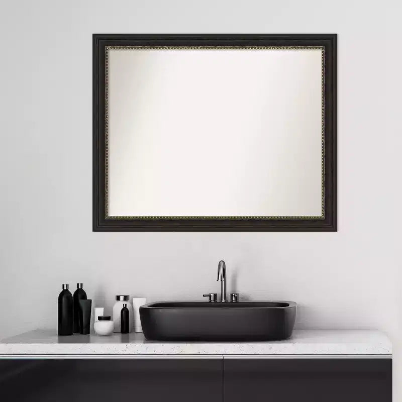 Amanti Art - Miroir mural de salle de bain étroit, bronze accentué, sans biseau, 25,5 x 31,5 po