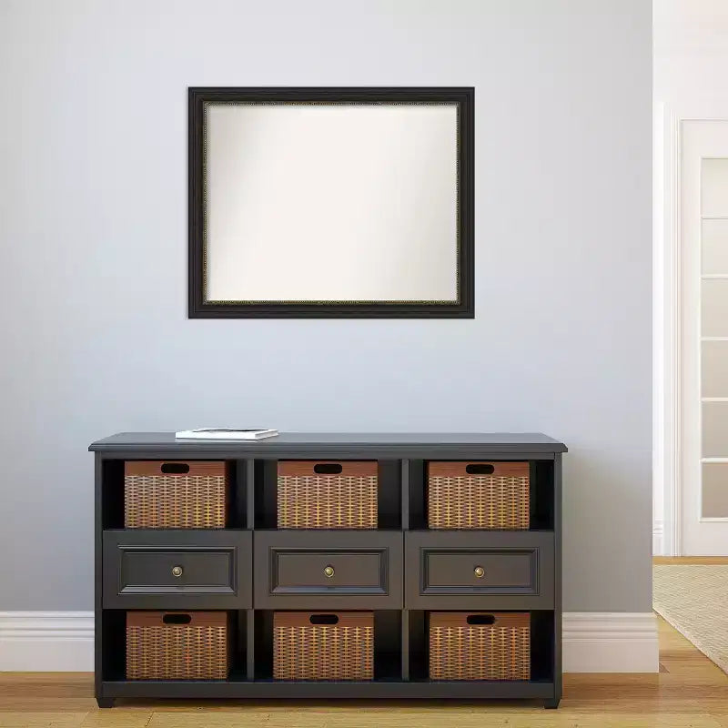 Amanti Art - Miroir mural de salle de bain étroit, bronze accentué, sans biseau, 25,5 x 31,5 po