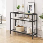 Yaheetech Table console à 3 niveaux en verre trempé pour véranda