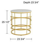 Studio 55D Brassica Table d'appoint géométrique ronde en métal moderne 60 cm de large, plateau en faux marbre doré, crème et gris pour salon, chambre à coucher, maison