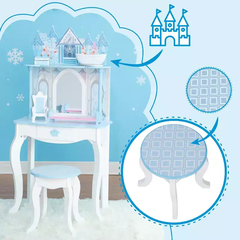 Coiffeuse-jouet Dreamland Castle Fantasy Fields de Teamson Kids Blanc/Rose
