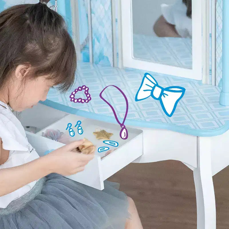 Coiffeuse-jouet Dreamland Castle Fantasy Fields de Teamson Kids Blanc/Rose
