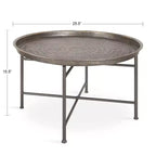 Table basse ronde en métal Kate and Laurel Mahdavi, 25,5x25,5x15,5, argent foncé