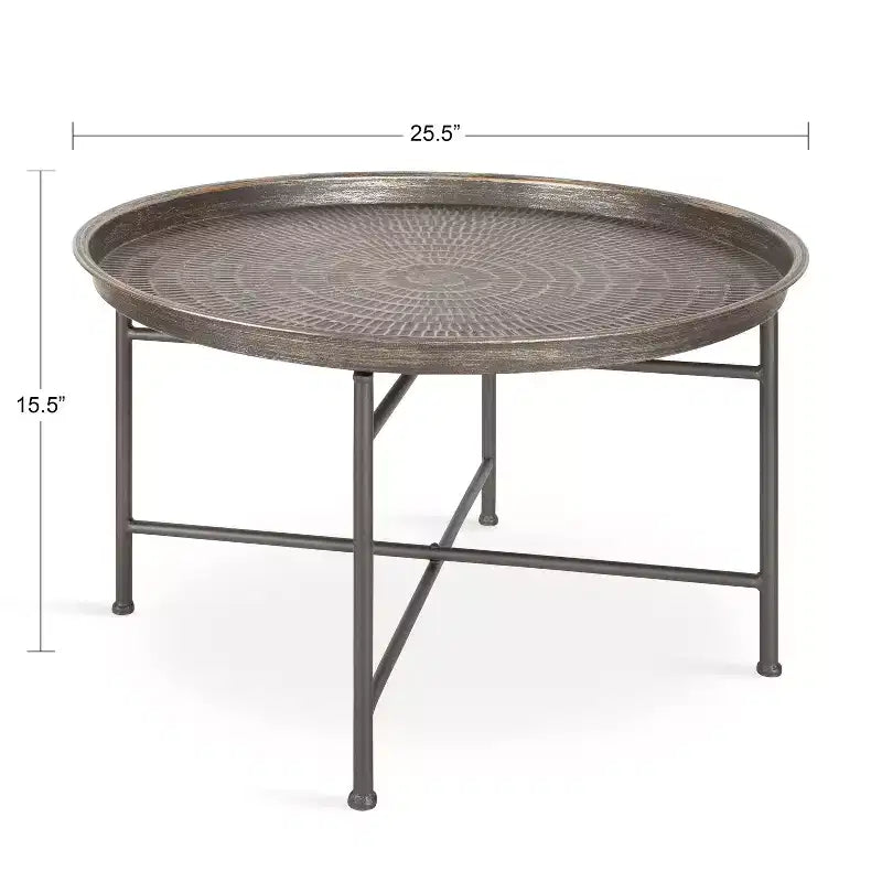 Table basse ronde en métal Kate and Laurel Mahdavi, 25,5x25,5x15,5, argent foncé