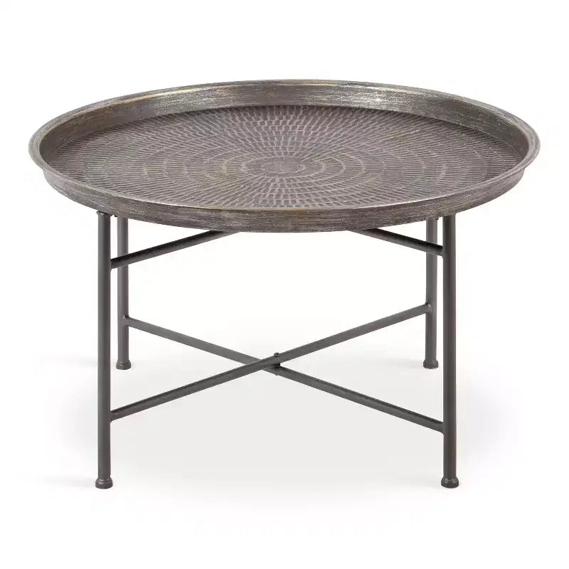 Table basse ronde en métal Kate and Laurel Mahdavi, 25,5x25,5x15,5, argent foncé