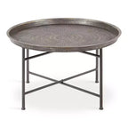 Table basse ronde en métal Kate and Laurel Mahdavi, 25,5x25,5x15,5, argent foncé