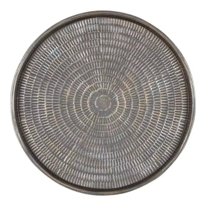 Table basse ronde en métal Kate and Laurel Mahdavi, 25,5x25,5x15,5, argent foncé