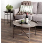 Table basse ronde en métal Kate and Laurel Mahdavi, 25,5x25,5x15,5, argent foncé