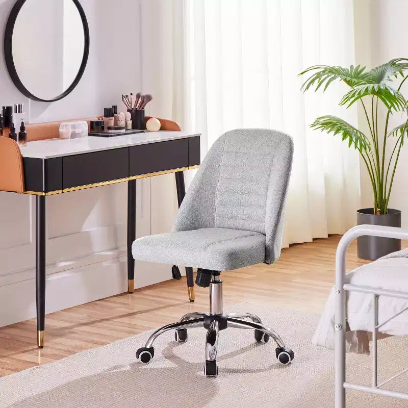 Chaise de bureau pivotante Yaheetech en similicuir à dossier mi-haut avec piètement en métal chromé