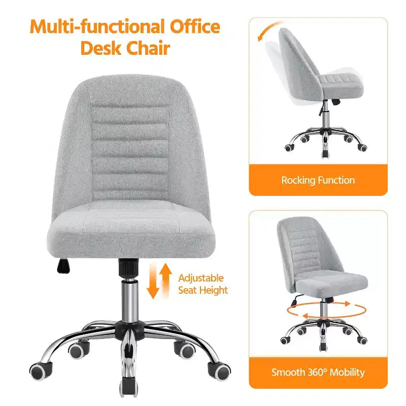 Chaise de bureau pivotante Yaheetech en similicuir à dossier mi-haut avec piètement en métal chromé