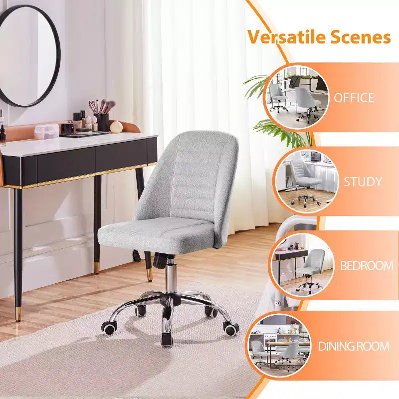 Chaise de bureau pivotante Yaheetech en similicuir à dossier mi-haut avec piètement en métal chromé