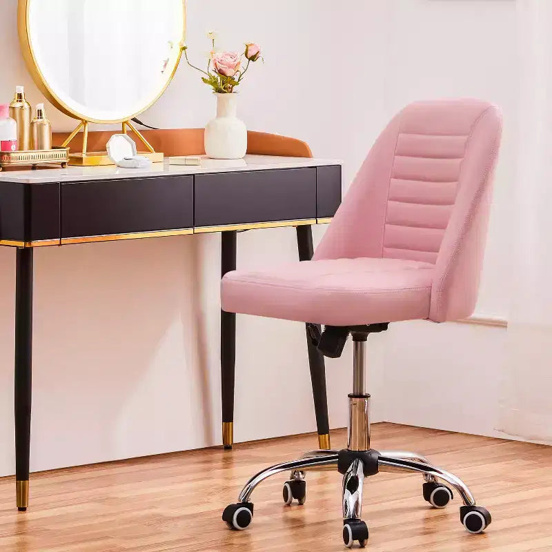 Chaise de bureau pivotante Yaheetech en similicuir à dossier mi-haut avec piètement en métal chromé