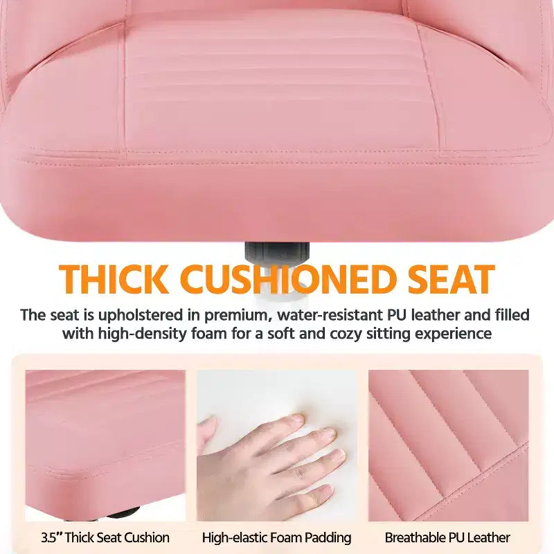 Chaise de bureau pivotante Yaheetech en similicuir à dossier mi-haut avec piètement en métal chromé